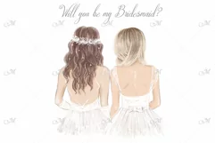 Bride and Bridesmaid In White Illustration Product Image 1