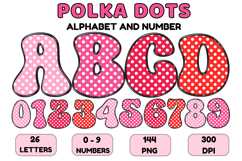 Polka Dots Alphabet Letters &amp; Numbers Clipart PNG 300DPI Product Image 1
