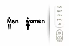 SVG Cut File, Bathrom Sign, Men and Women, Toilet sign Product Image 2