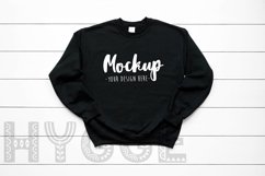 Gildan 18000 Mockup Basic Black Sweatshirt Winter Mockup Product Image 1