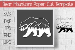 Bear Mountain Cutout Paper Cut Template Design Product Image 1