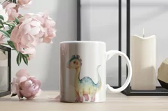Watercolor Cute Parasaurolophus Dinosaur Cartoon Product Image 1