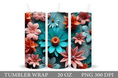 3D Flowers Tumbler Sublimation. Flowers Tumbler Wrap Design Product Image 1