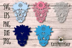 3D Layered Sugar Skull Mandala SVG Halloween Papercut Product Image 2