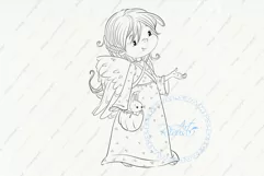 Christmas Angel Digital Stamp. Cute girl Download. Product Image 3