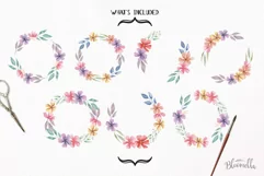 Wreath Watercolor Floral Garlands Flowers Pretty Pink Purple Product Image 3