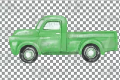 Watercolor colorful truck clip art. Printable pickup cars Product Image 13