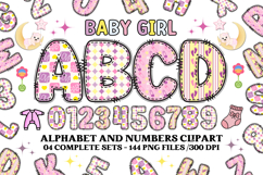Baby Girl Alphabet, baby girl letters doodle, baby clipart Product Image 1