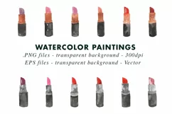 Watercolor Lipstick ClipArt Sublimation in PNG & Vector EPS Product Image 2