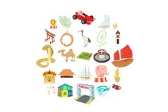 Deception of a tourist icons set, cartoon style Product Image 1