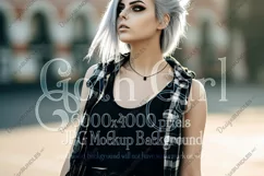 T Shirt Mockup, Goth Girl Wearing T Shirt, Gothic Mockup, 57 Product Image 1