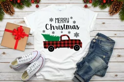 Merry Christmas Truck Svg, Buffalo Plaid Christmas Truck Product Image 3