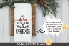 Tea Towel SVG | Our Kitchen Is The Heart of Christmas Product Image 1