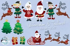 Christmas Watercolor Clipart | Santa Claus PNG and JPG Product Image 2