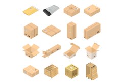 Parcel packaging box icons set, isometric style Product Image 1