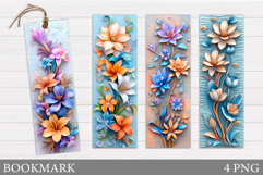 Floral Bookmark Design. Flowers Bookmark Sublimation Product Image 1