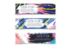 Colorful grunge horizontal banner templates vector Product Image 1