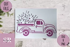 3D truck with flowers| Paper cutting | Truck svg Product Image 1