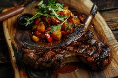 Grilled tomahawk steak with vegetable sides Product Image 1