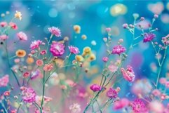 Vivid display of colorful spring flowers with a soft bokeh b Product Image 1