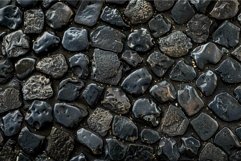 Closeup of glistening wet black cobblestones creating a uniq Product Image 1