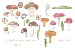 Mushroom clipart, watercolor forest street clipart Product Image 2