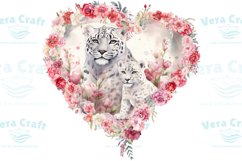 Watercolor Mom and Baby Exotic Animals in Carnations Wreath Product Image 7