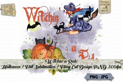 Witchin a Ride | Halloween | Witch | Black Cat | Sublimation Product Image 1