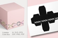Cuttable Cube Gift Box with Border Holes SVG Product Image 1