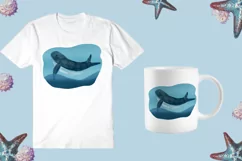 Whale in the sea sublimation design png Product Image 3