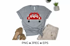 Valentines Day Truck and cute cartoon gnomes SVG cut file. Product Image 2