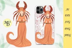 Zodiac sign Taurus. Woman in a dress with braids, Product Image 2
