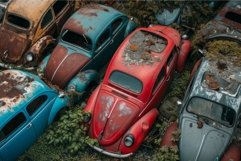 Vintage cars in old junkyard Product Image 1