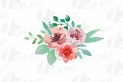 Coral and burgundy floral watercolor wedding bouquets decor Product Image 9