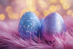 Easter Background Design, Glitter Easter Eggs Background PNG Product Image 1