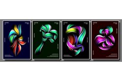 Creative Poster Set Vector. Abstract Colorful Liquid And Product Image 1