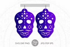 Sugar Skull Jewelry, Earring SVG, Cut file, Day of Dead Product Image 1