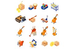 Delivery musical instrument icons set, isometric style Product Image 1