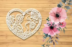 Wedding Bride and Groom in Heart Shape Paper Cut Template Product Image 2