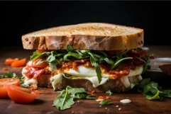 Gourmet toasted sandwich with fresh ingredients Product Image 1