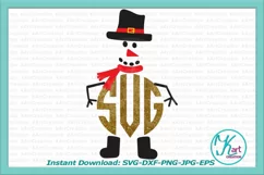 Snowman face with hat monogram clipart png svg dxf to cut Product Image 2