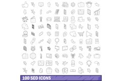 100 seo icons set, outline style Product Image 1