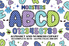 Monsters Alphabet png clipart, cute monster letters doodle Product Image 1