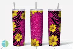 Yellow Flowers Tumbler | Zebra Print Sublimation Designs Product Image 7