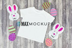 Kid shirt Easter mockup, eggs bunny, boy girl, flatlay Product Image 1