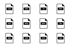 Set Of File Formats Icons Product Image 1