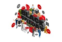 Autumn black friday concept background, isometric style Product Image 1