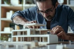 Architect Examining Architectural Model Product Image 1