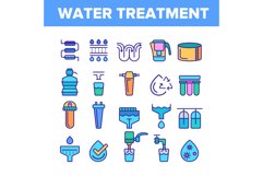 Water Treatment Vector Color Line Icons Set Product Image 1