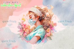 Floral Nurse Watercolor Sublimation Clipart Product Image 5